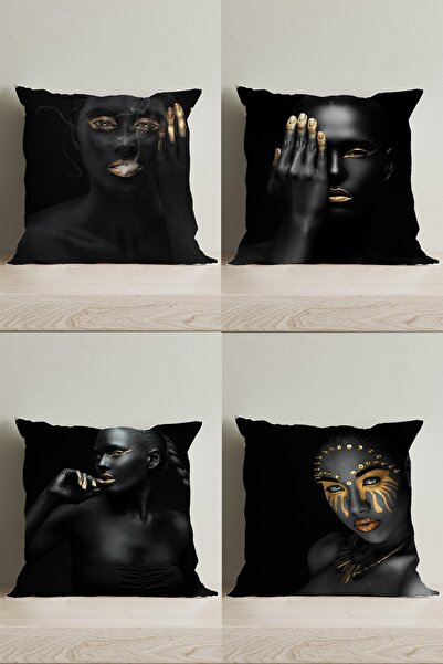 LadiesHome Διακοσμητικό κάλυμμα μαξιλαριού ριχτάρι 4 τεμαχίων με ψηφιακή εκτύ...