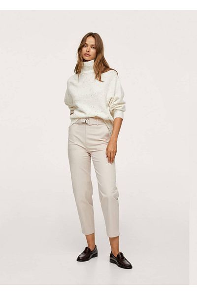 MANGO Woman Pantaloni cu talie înaltă cu centură