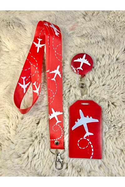 Hediyebum Комплект каишка за връзка, йойо и държач за карти с тема самолет