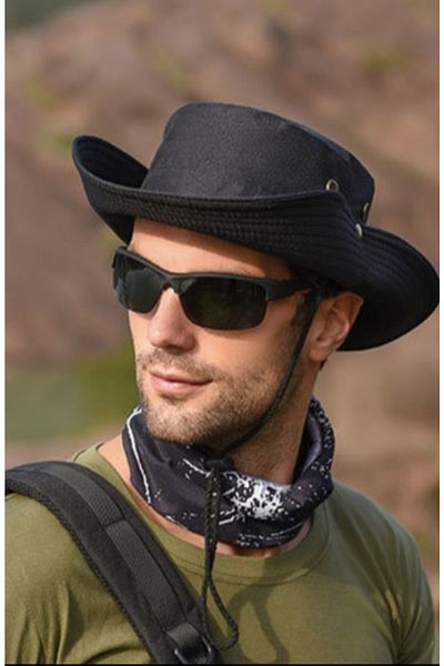 Kardelen Butik Denizli Hiking and Hunting Sun Hat with Snap Button ( Unisex ) ( Black )