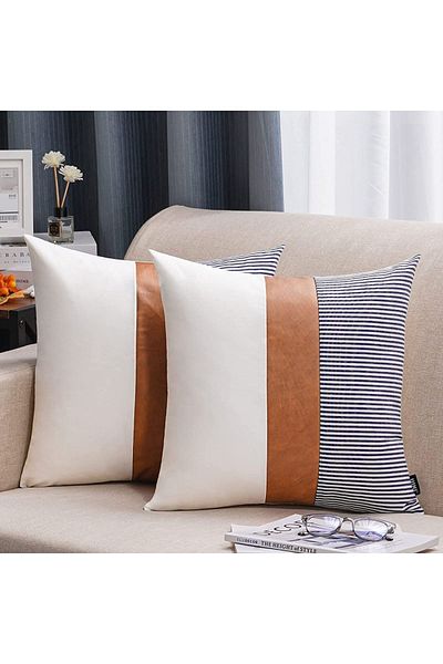 stellahomes Калъфка за възглавница със специален дизайн, райета, кафява кожа, 43x43, 2', липо-премиум