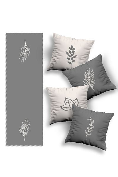 Skhome Husă de pernă decorativă din 4 piese, imprimată pe două fețe, cu design special (KOM238-R338)