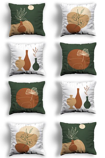 Skhome Double Sided Printed Special Design Decorative 8-Piece Throw Pillow Case (8LİKOM208)