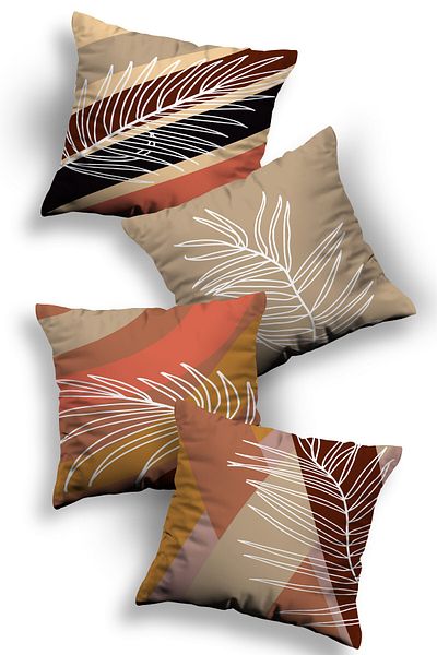 Skhome Double Side Printed Special Design Premium Decorative 4-Piece Throw Pillow Case (KOM283)