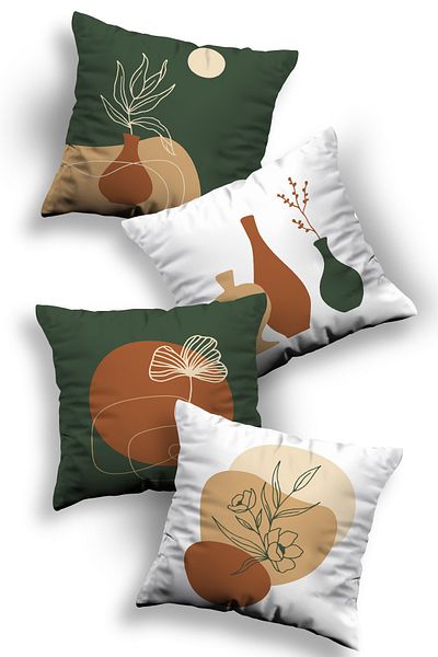 Skhome Double Sided Printed Special Design Premium Decorative 4-Piece Throw Pillow Case (KOM208)