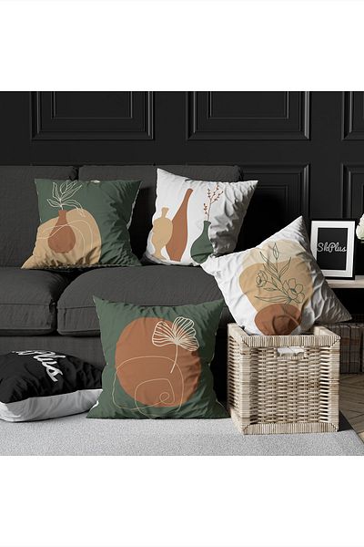 Skhome Double Sided Printed Special Design Premium Decorative 4-Piece Throw Pillow Case (KOM208)