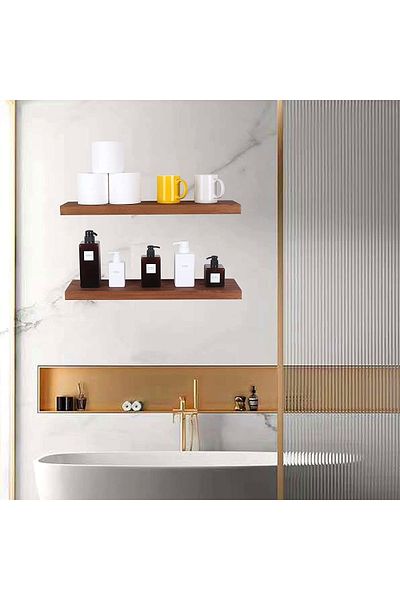 Egecan Mobilya Walnut Wall Shelf Flying Shelf Hidden Shelf Wooden Wall Shelf