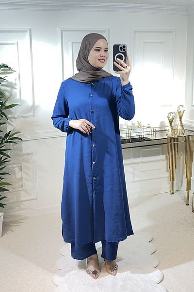 Aşkı Endam Virgo Buttoned Ayrobin Set - Indigo