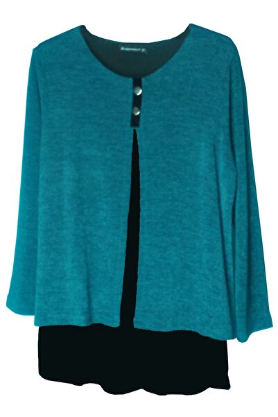 REYYAN Kadın Petrol Üst Allerli Triko Kazak