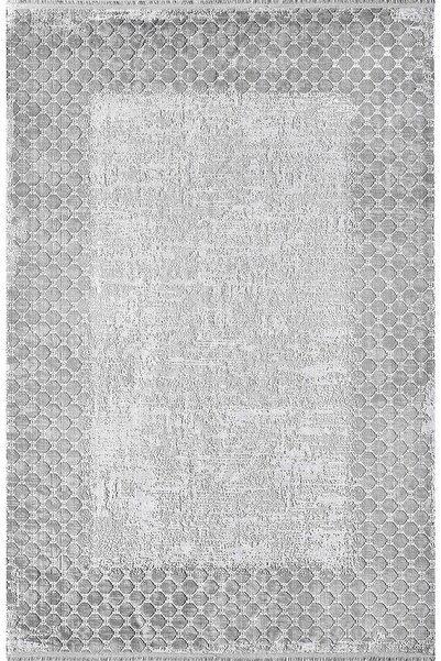 Royal Halı Perla Xp15d Gri Modern Tasarım Geometrik Çerçeve Desen Salon Yemek Odası Halısı