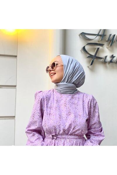 Nilbutik حجاب شال قطن ممشط موديل حجاب رمادي