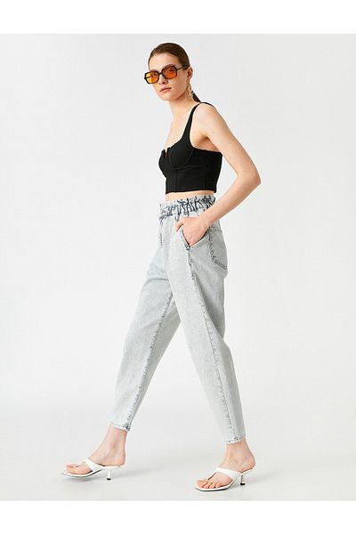 Koton High Waist Denim Trousers-baggy Jean