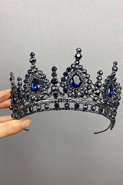 Hobigram Accesoriu pentru păr Albastru bleumarin Ahu Model Bridal Henna Crown – Coroană, Crystal Stone, Model Elegant, Bridal Crown – Crown