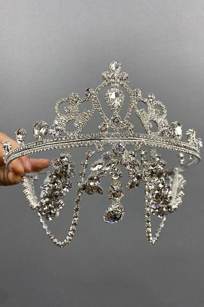 Hobigram إكسسوار شعر فضي اللون Hurrem Bridal Henna Crown – إكسسوار العروس، تصميم أنيق، إكسسوار نسائي – G