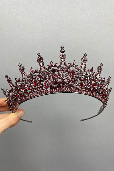 Hobigram إكسسوار شعر بورجوندي ليونيس موديل تاج هينا للعروس – إكسسوار العروس، تصميم أنيق، إكسسوار نسائي –