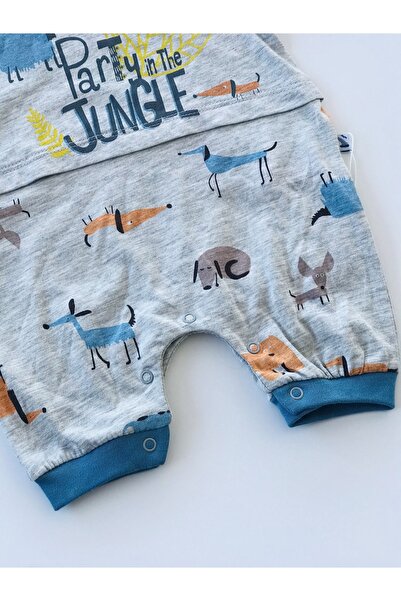 Carmin Baby Party In The Jungle Dog Printed Barbatoz Jersey Jumpsuit
