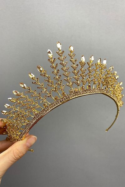 Hobigram إكسسوار شعر Albasi Model Bridal Henna Crown بلون العسل - إكسسوار الزفاف، تصميم أنيق، إكسسوار نسائي