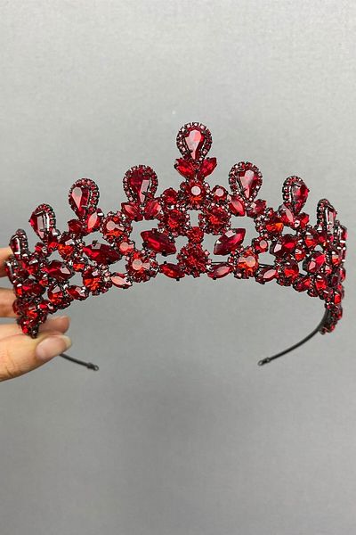 Hobigram إكسسوار الزفاف تاج الزفاف من أنثراسايت ريد بيتي هينا - إكسسوار الزفاف، تصميم أنيق - إكسسوار الزفاف