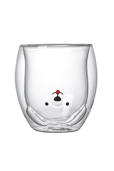 MJ GLASS Ayıcıklı Çift Cidarlı Tasarım Cam Bardak 250 Ml - Hediyelik Çift Cid...