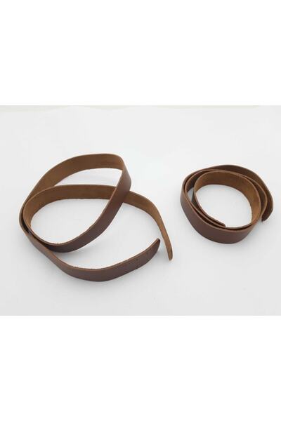 betüşce Brown Color Stitched Leather Bag Handle 2 Pieces 80 cm Length 2 cm Width