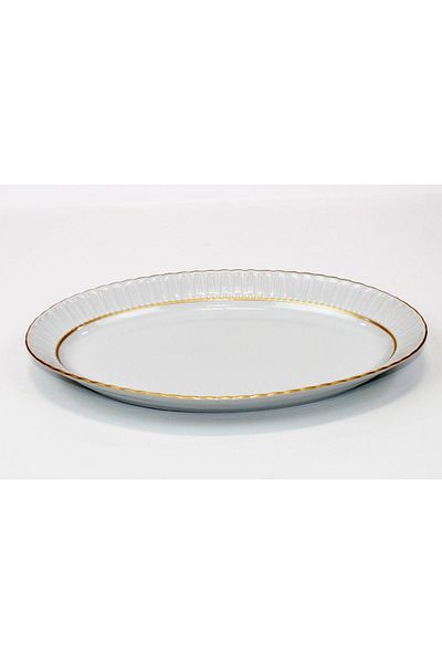 Güral Porselen Mother of Pearl 30cm Boat Plate Gilded New