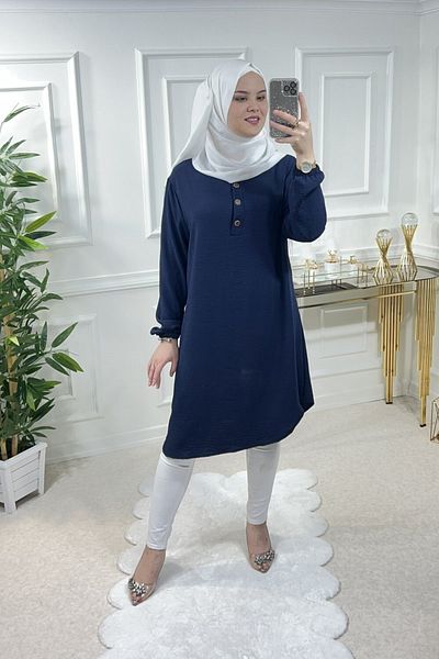Aşkı Endam Firdevs Ayrobin Tunik - Navy Blue