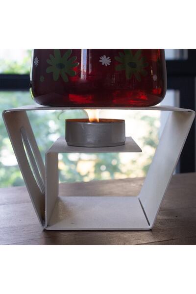 Fiaart صينية معدنية ذات حجرة كبيرة / قاعدة إبريق الشاي