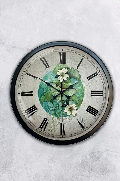 Kasva Concept ساعة حائط مزخرفة معدنية سوداء مقاس 40 سم