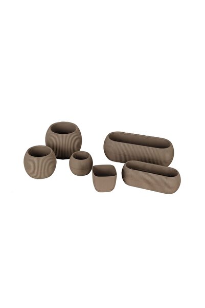 TEMMUZ HOME 6 Parça Mercan Saksı Kaktüs Sukulent Saksı Seti