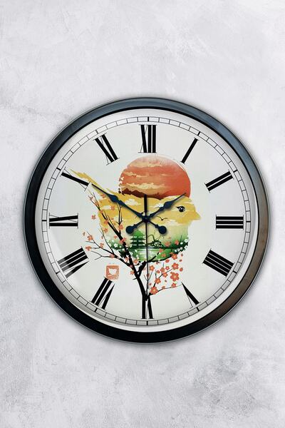 Kasva Concept ساعة حائط فاتح السلطان محمد معدن أسود مقاس 40 سم