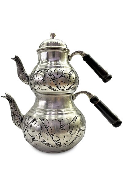 Batur Ticaret Bakır Çaydanlık Eskitme Model Geleneksel İşlemeli Ekstra Kalın