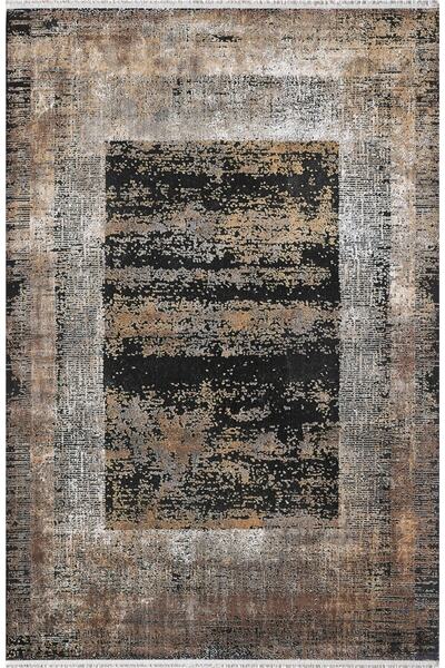 Royal Halı Babıl Bx09a Gri Turuncu Modern Makine Halısı