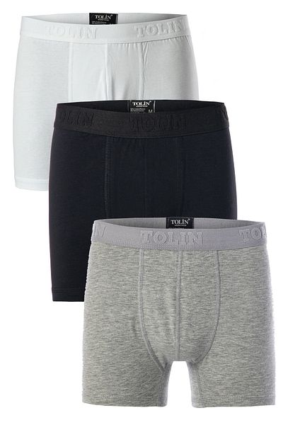 TOLIN Σετ μπόξερ 3 τεμαχίων Cotton Lycra Ανδρικό μονόχρωμο 4147-01