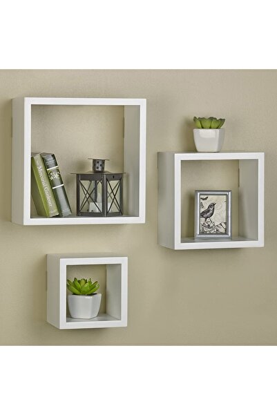 KOBİÇ Dekoratif 3'lü Kare Raf (BEYAZ)