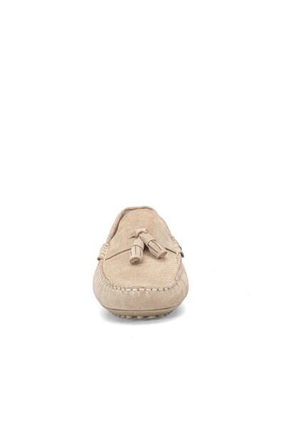 Alba Bej Hakiki Deri Püsküllü Erkek Loafer