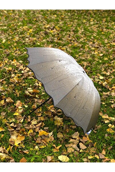 Rainwalker Rüzgarda Kırılmayan Su Damlacıklı Duman Rengi Kadın Şemsiye