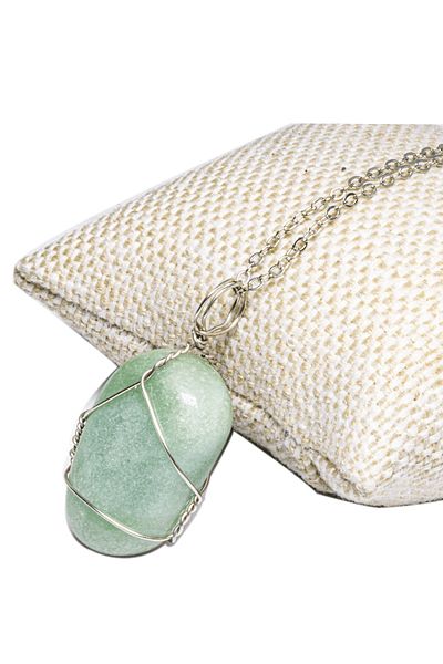 Tesbih Atölyesi Certified Natural Aventurine Stone Necklace - Wire Wrapped