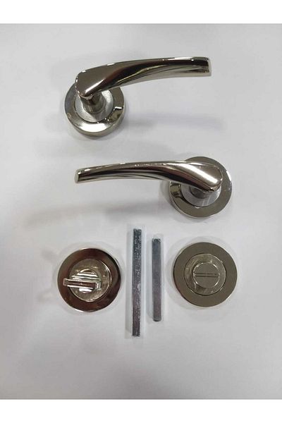 ARON Brawo Rosette Bathroom-WC Handle - 40mm Oval Mirror Bathroom-WC Lock Set Set of 2