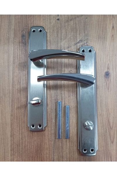 ARON Brawo Mirrored Bathroom-WC Handle Right - 40mm Oval Mirror Bathroom-WC Lock Set Set of 2