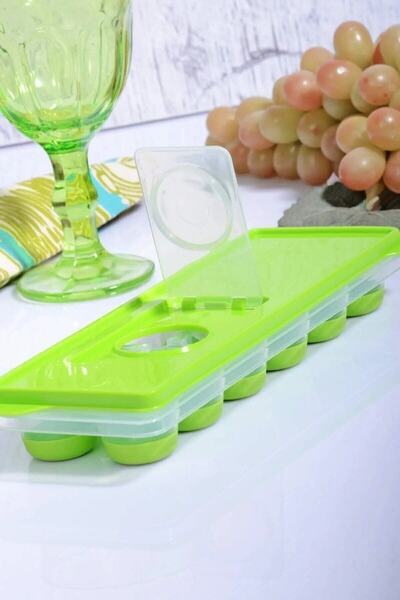 QNİAY Lüx Kapaklı Silikon Yapışmaz Buz Kalıbı 12 Bölmeli Bas Parmak Pratik Bu...