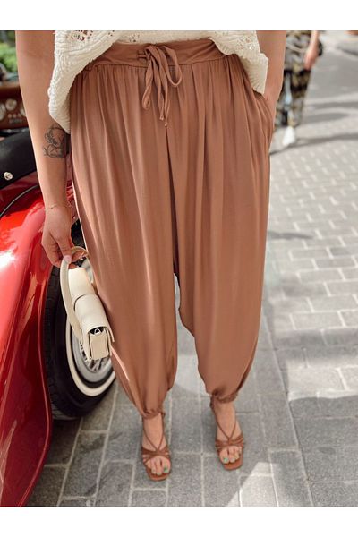 WEBBMODA Satin Shalwar Trousers - Mink Color