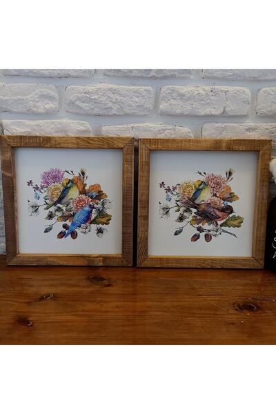 woodhomeworks Gerçek Ahşap Tablo Dekor 2 Li