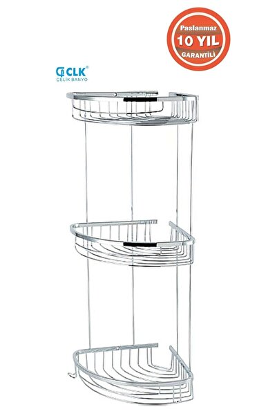 ÇELİK BANYO Paslanmaz Pirinç Destina 3'lü 19*19 cm Şampuanlık Süngerlik Köşel...