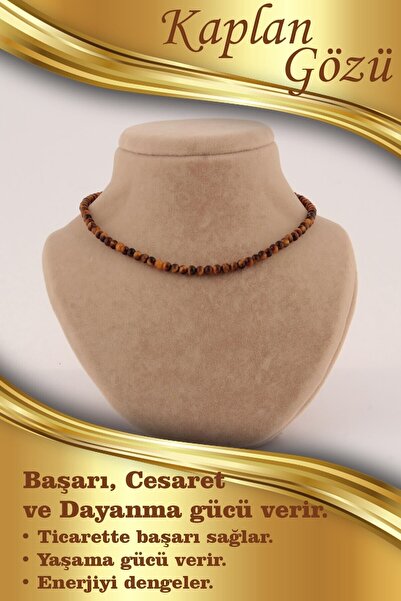 OSMANLI DOĞAL TAŞ Sertifikalı Kaplan Gözü Doğal Taş Kolye 4 Mm, M415