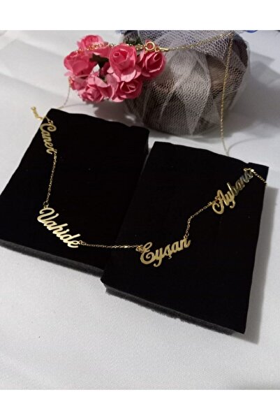 Redstone Store Aile Kolye Dört Isimli Altın Kaplama 925 Ayar Gümüş