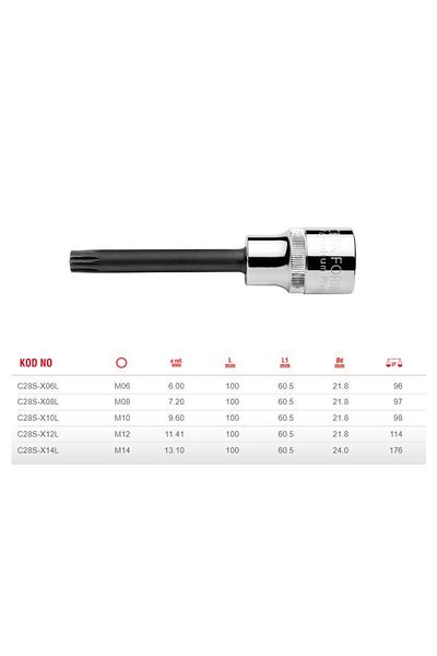 CETA FORM M6 Xzn Tip Long 1/2” Socket C28s-x06l