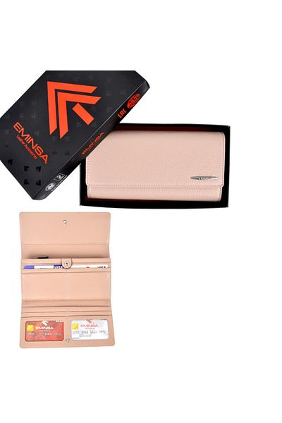 Eminsa Women's Powder Color Leather Wallet