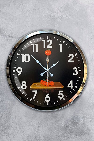 Kasva Concept هدية ساعة حائط مطبخ معدنية من الكروم مقاس 40 سم