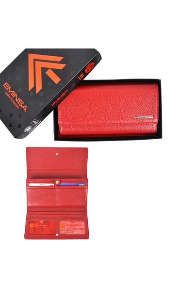 Eminsa Women's Red Color Leather Wallet