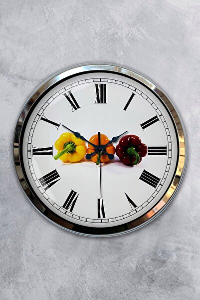 Kasva Concept هدية ساعة حائط مطبخ معدنية من الكروم مقاس 40 سم